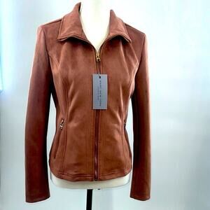 New Marc New York faux suede full zip fitted mauve jacket  Small See Video